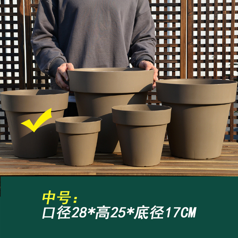 プラスチック大型植木鉢北欧シンプル樹脂厚さ特大口径多肉緑羅盆客間ベランダトレイ付き|undefined