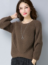 新款秋装针织毛衣女士套头宽松韩版短款粗毛线衣加厚打底衫女