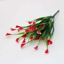 仿真玫瑰花瓶栅栏插花艺室内单支假花花束装饰干花落地摆设塑料花