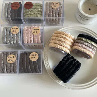 Korean High-Elastic Satin Pleated Scrunchie Hair Tie Ins High-Value Ponytail Hair Band with a High-End Feel