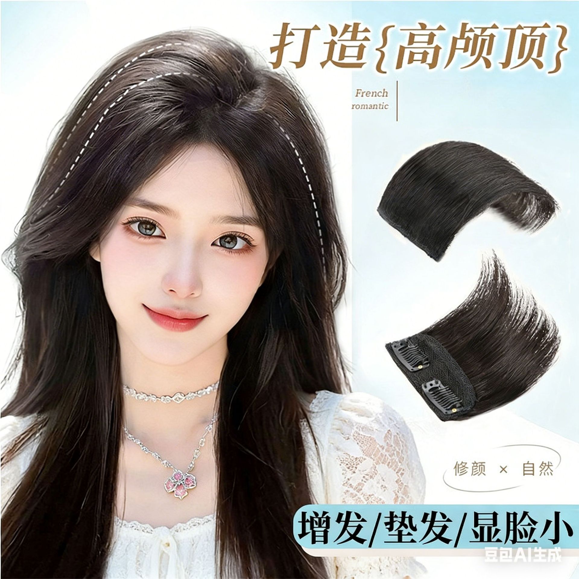 가발 여성용 머리 머리 증가 시뮬레이션 머리 높은 두개골 상단 패드 헤어 조각은 공 머리 푹신한 머리 머리 머리 패치를 묶을 수 있습니다