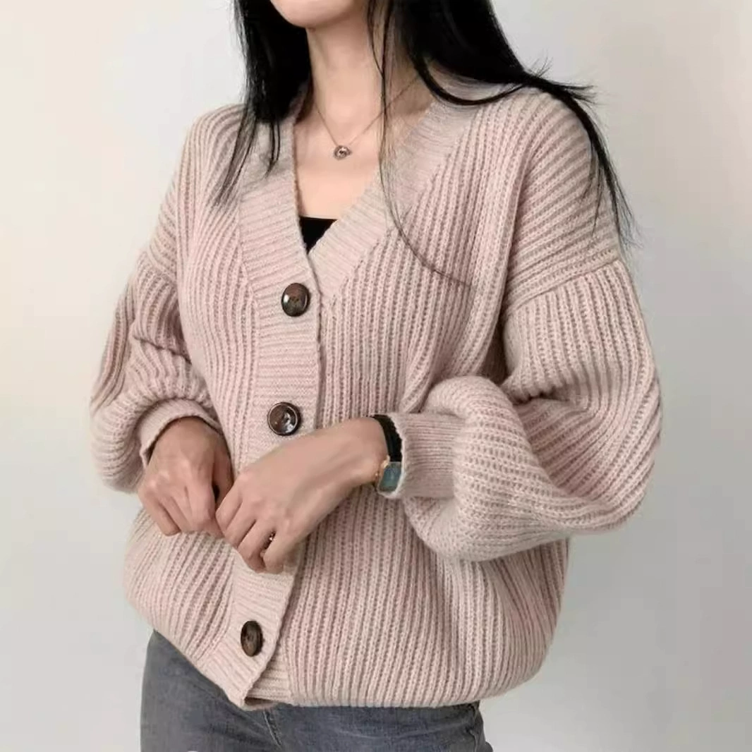 Осенняя универсальная кофта, куртка, теплая лампа-фонарик, кардиган, оверсайз