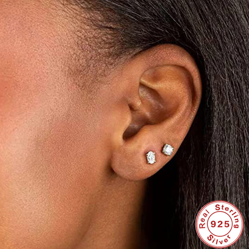 1 Pair Simple Style Geometric Plating Sterling Silver Ear Studs display picture 19