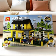 万格积木32051乡村别墅系列黄鹤楼模型天安门天坛小颗粒积木玩具