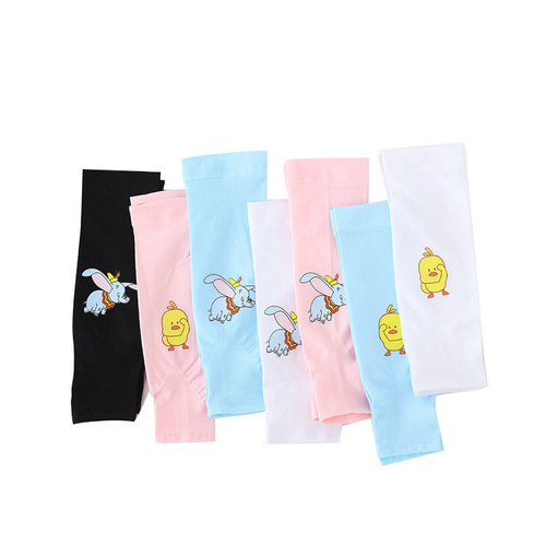 Summer Cartoon Ice Sleeves Children's Sun Protection Sleeves Printed Ice Silk Anti-UV Cute Outdoor Anti-mosquito Arm Sleeves Wholesale