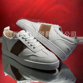 cl andgz红底鞋白色牛皮拼棕色低帮男鞋商务运动休闲板鞋小白鞋女