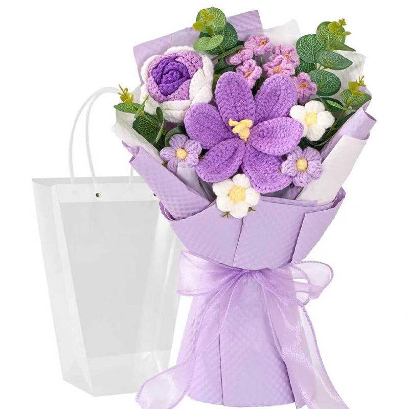 Amazon al por mayor buquete de lana hecha a mano trenzado imortalidad flor GeSan regalos de mano decoración simulación de San Valentín