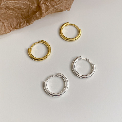 Simple S925 sterling silver plain hoop earrings Korean style stacked basic classic hoop earrings earrings silver jewelry wholesale