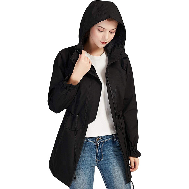 Amazon Black Jacket Hooded Waterproof Zipper Raincoat Outdoor Sports Mountaineering Suit Windbreaker Coat Raincoat