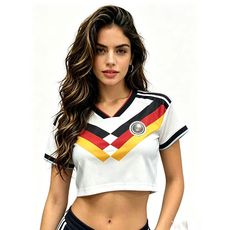 Copa del Mundo España Argentina México versión de fans camiseta de mangas cortas con ombligo brasileño camiseta de mujer image 8