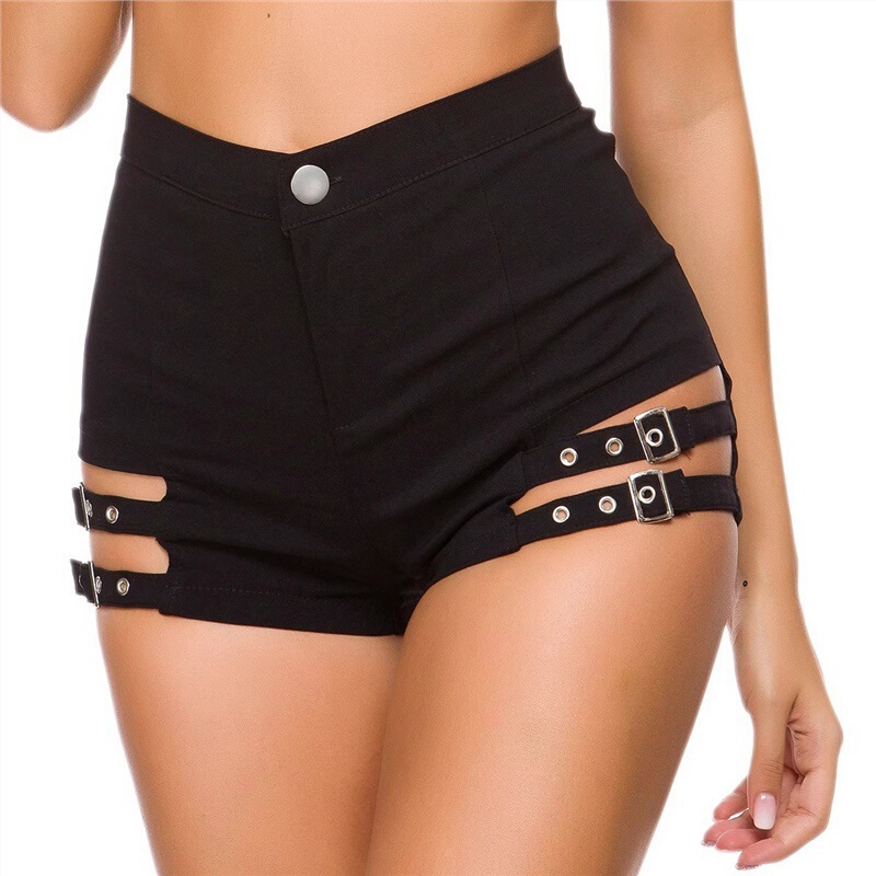 European and American COS Clothing Retro Friends Hot Pants Tight Stretch Hollow Steel Tube Dance Clothing High Waist American Hot Girl Shorts Women