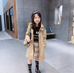 男童兒童純棉風衣外套2024春秋款中長款女童中大童學院英倫風外套
