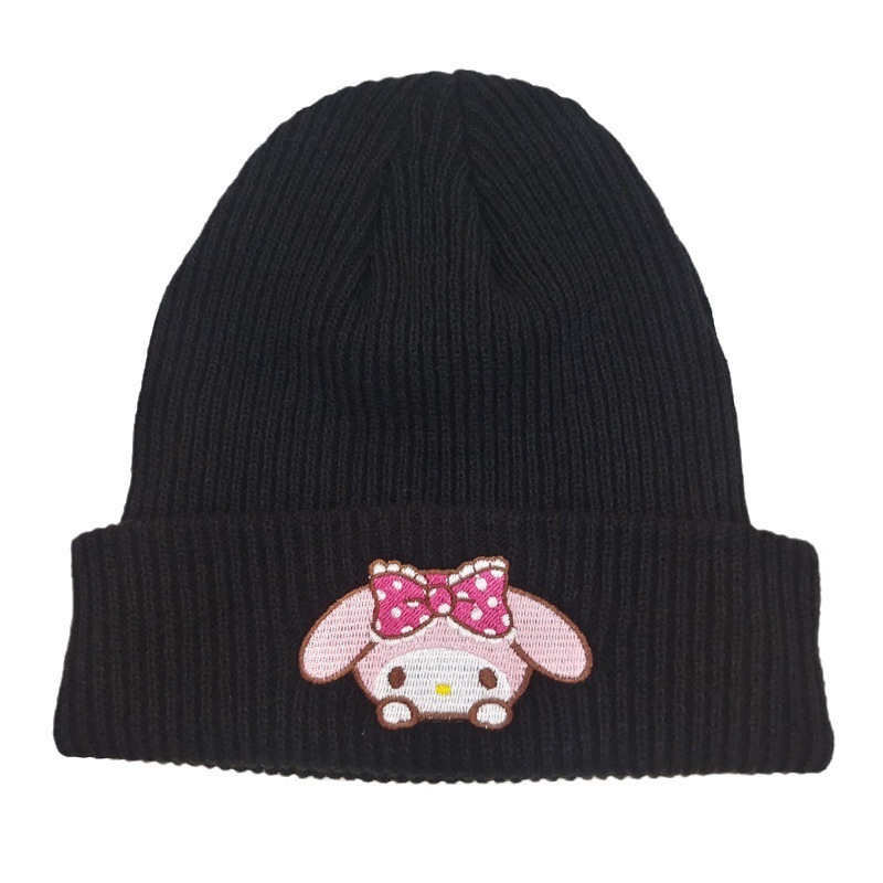 かわいい子猫刺繍ニット帽子ヨーロッパとアメリカの漫画猫ウール帽子クロミ暖かい帽子カップルプルオーバー帽子|undefined
