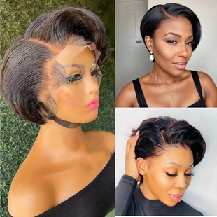 13x 4x 1 lace human hair wig pixie cut body wave