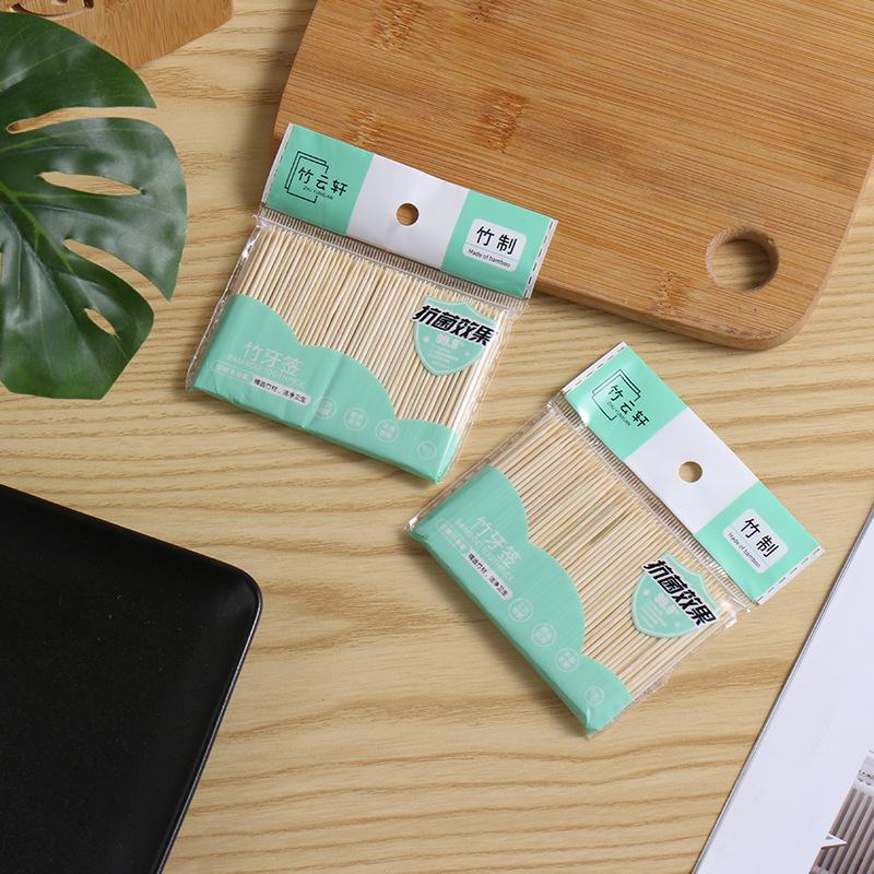 Disposable bamboo toothpicks, double-headed, hotel, restaurant, home use, small package, fine toothpicks, bulk fruit, large plate toothpicks