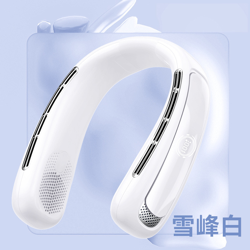 新しい首吊りファン USB 充電怠惰なポータブルハンドヘルド小型ファンオフィススポーツブレードレス首吊りファン|undefined
