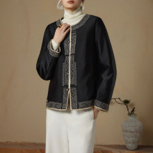 气质长袖显瘦重工刺绣花棉衣2025秋冬季国风新中式棉服棉袄外套女