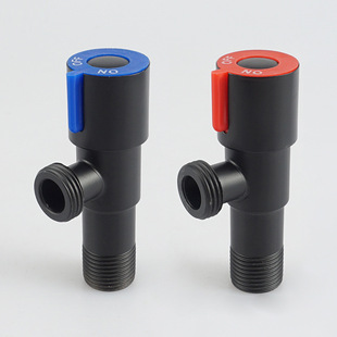304 black stainless steel triangle valve quick opening Black hexagonal wheel red and blue wheel copper valve core foreign trade outlet angle valve