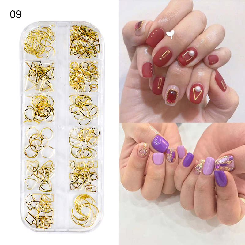 Taifei manicura nuevo japonés 12-rejilla clavo remache joyería traje aleación sólido semicírculo parche de metal