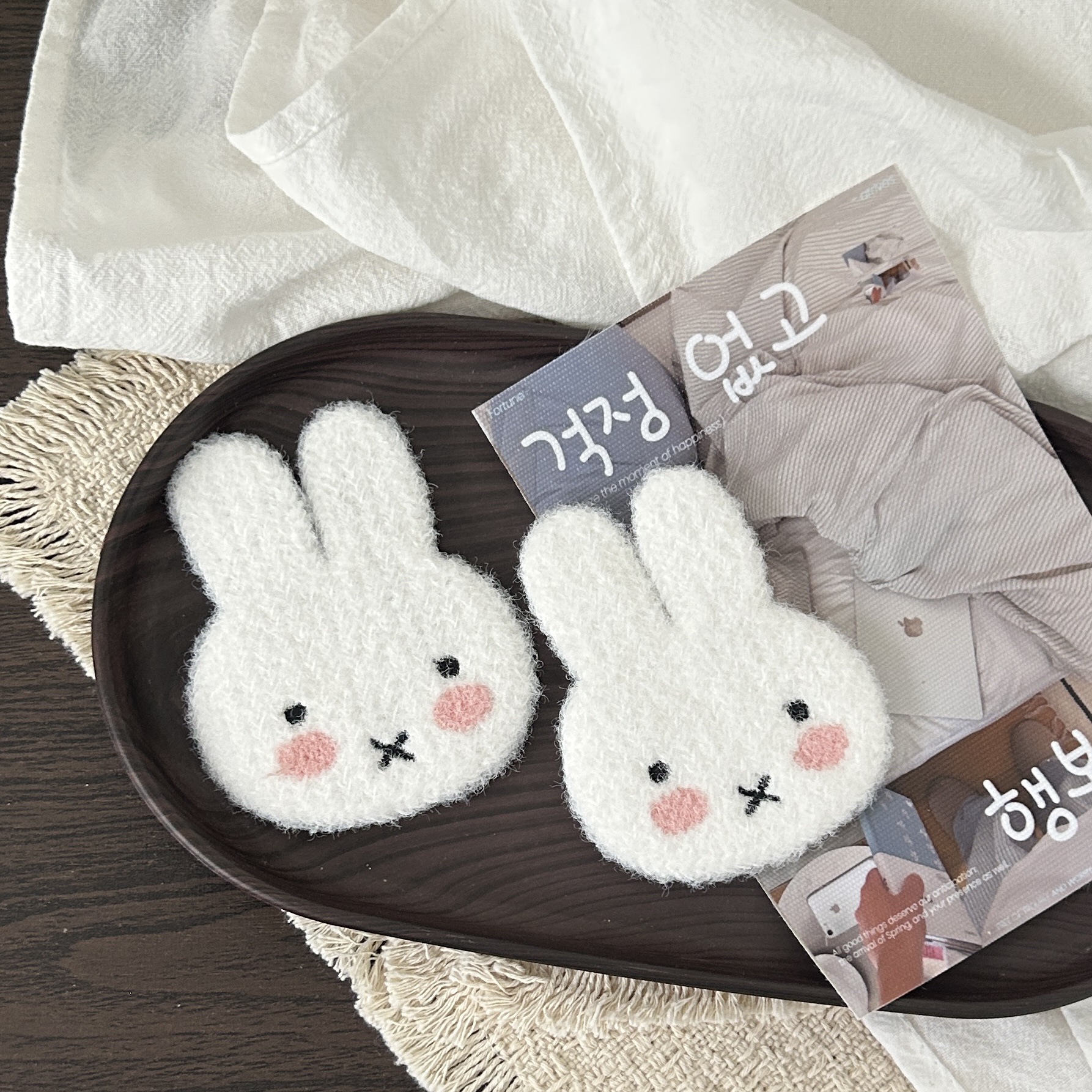 Plush Blush White Rabbit Magic Soft Cute Cartoon Side Bangs Forehead Girl's Cute Versatile Hair Accessory