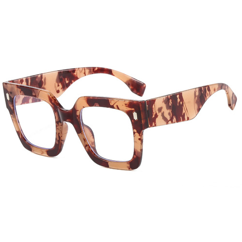 Amazon new square large frame European and American style decorative eyeglass frames for women, internet celebrity street photography, personalized anti-blue light plain glasses