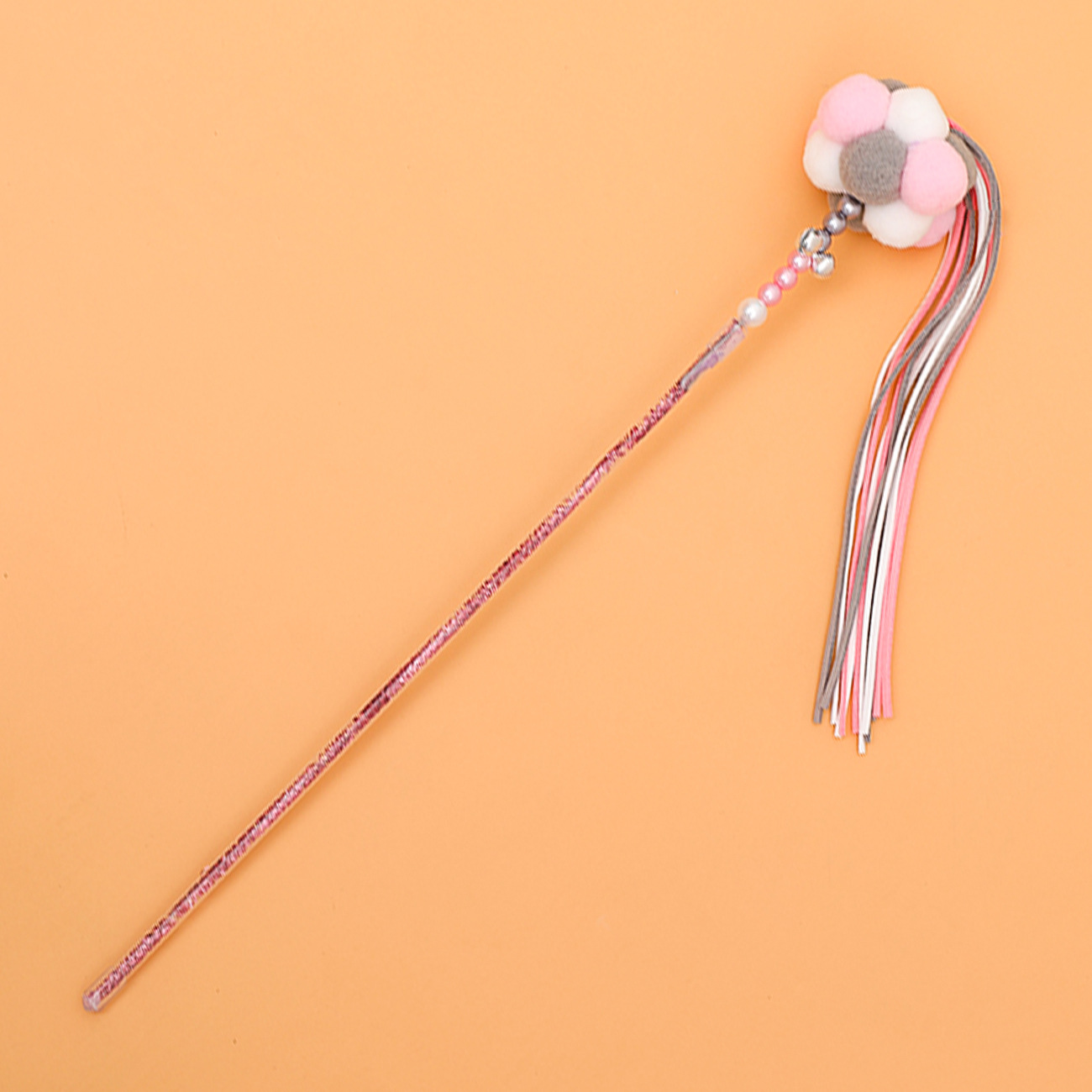 En línea celebridad acrílico cuentas de hadas divertido gato palo gato juguete borla Bell suministros para mascotas gato juguete al por mayor