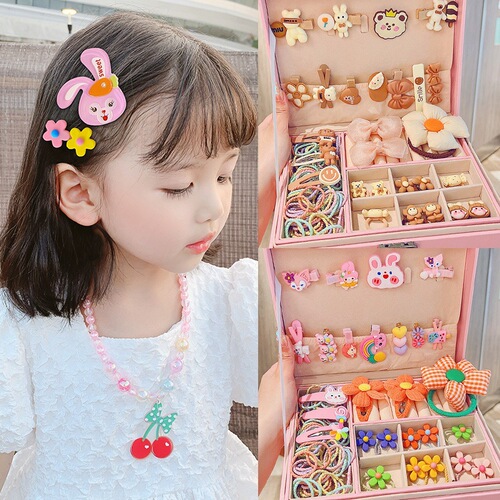 Children's New Year's Headwear Girls' Birthday Gifts Jewelry Box Princess Girls' Hair Accessories Set Gift Box Baby Hair Clips