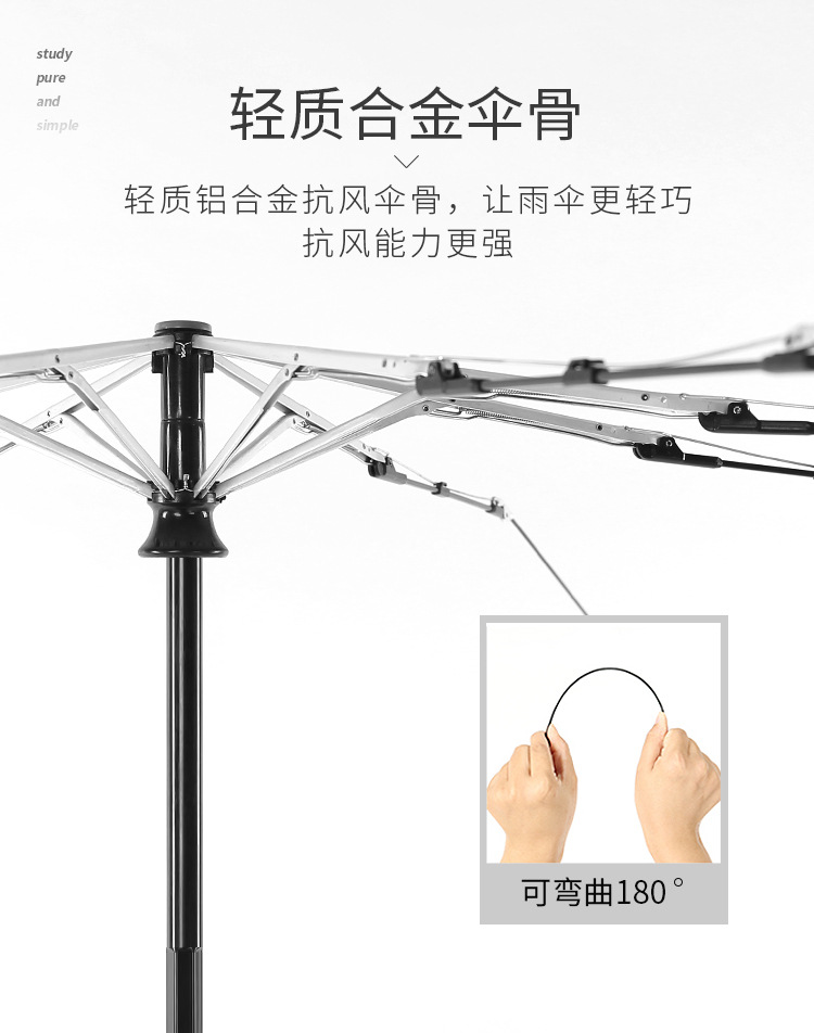 Ultra-light aluminum alloy fiber wind-resistant fully automatic three-fold umbrella, all-weather and all-weather sunshade umbrella, advertising umbrella with logo printing pic 5