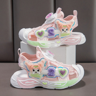 Girls Toe Sandals Summer Children's Beach Shoes 2025 New Cartoon Girls Princess Shoes Soft Sole Sports Sandals