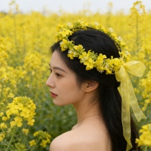 厂家新款仿真油菜花花环批发田园景区写真头饰仙女孩儿童发饰发箍