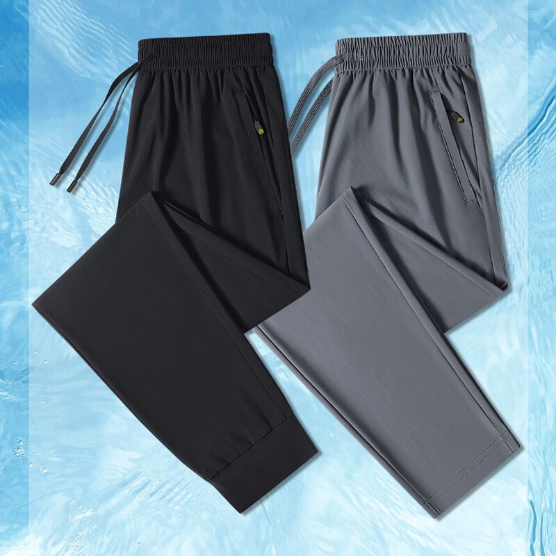High-Quality New Ice Silk Pants for Men, Casual Long Pants, Thin Straight-Leg Jogger Pants, Plus-Size Sports Pants, Trendy Summer Style High-Quality New Ice Silk Pants for Men, Casual Long Pants, Thin Straight-Leg Jogger Pants, Plus-Size Sports Pants, Trendy Summer Style