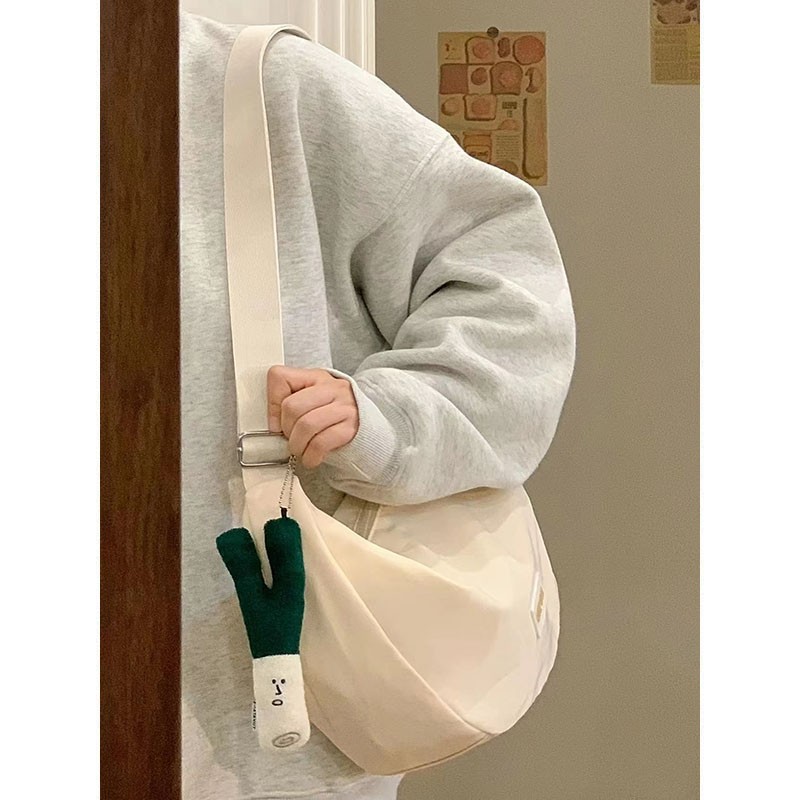 Ins-style large-capacity canvas bag, women's summer-style casual nylon waterproof single-shoulder bag, college student class crossbody bag undefined