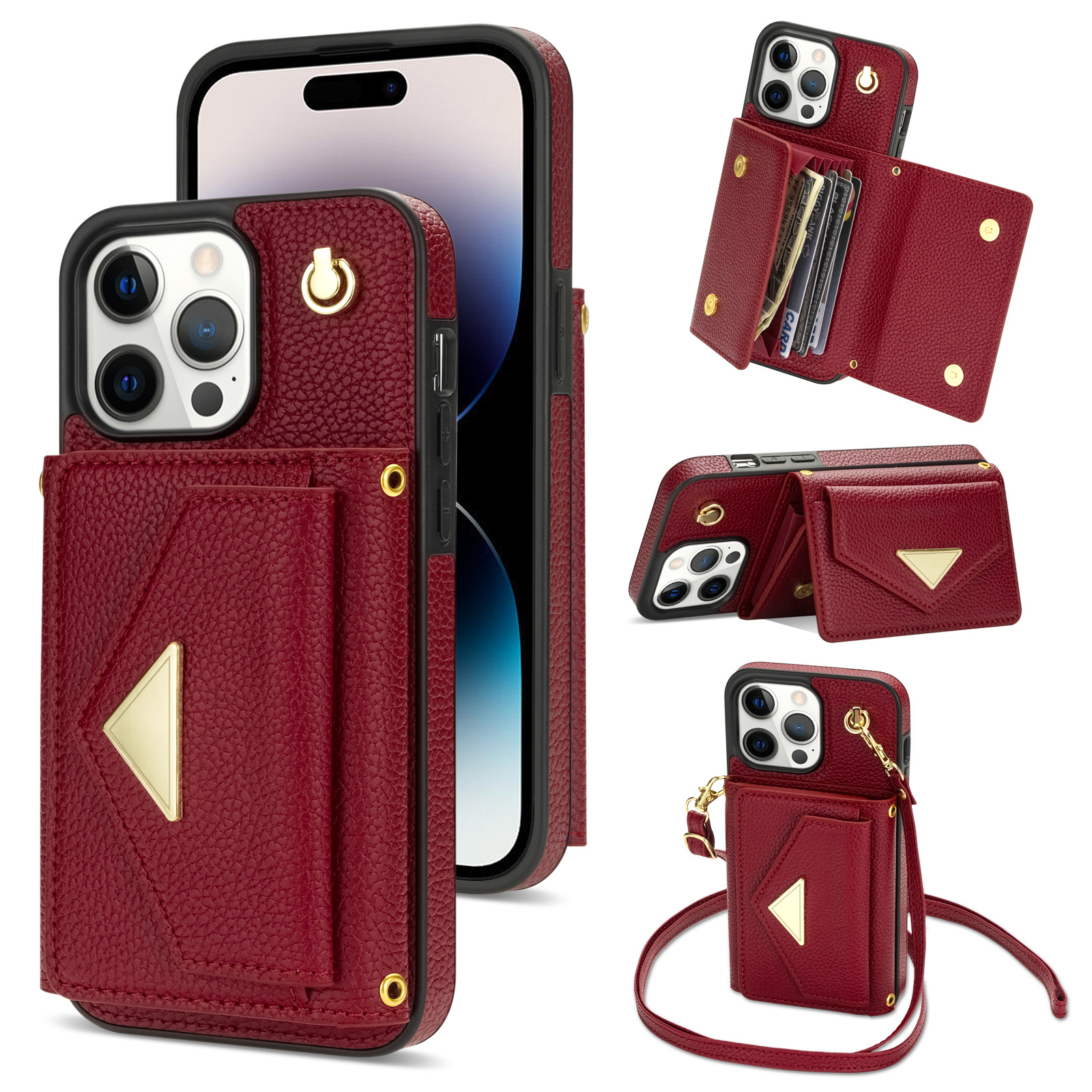 110g Weight iPhone Applicable Brands Pu Leather Material Solid Color Pattern Retro Style Retro Solid Color Pu Leather   Phone Cases 8