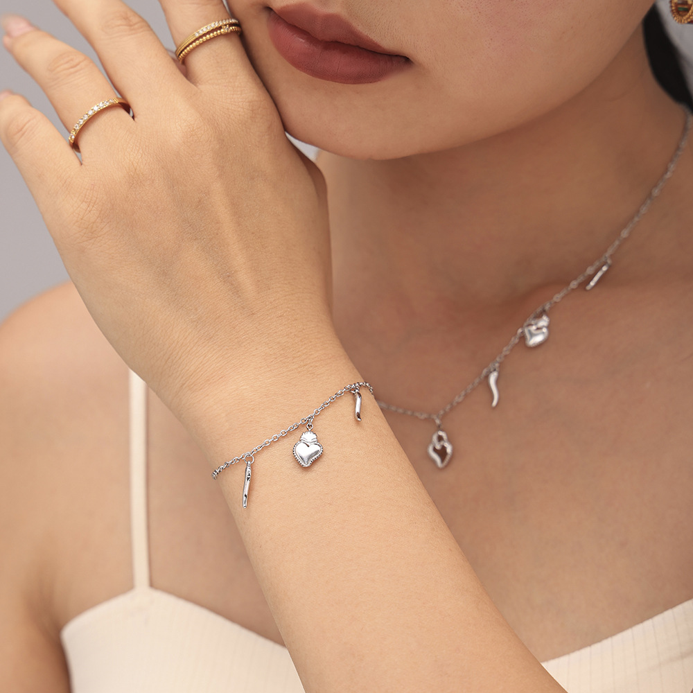 Square Sugar Jewelry Stainless Steel Multi Accessory DIY Necklace Bracelet Set Stainless Steel Does Not Fade_voghion.com