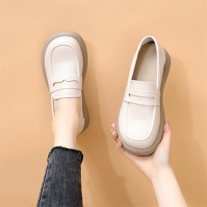 Primavera y otoño nuevos zapatos individuales realmente suaves zapatos de música planos para mujer zapatos de trabajo de cercanías suela blanda suela suave suela de tendón de res zapatos de cuero madre