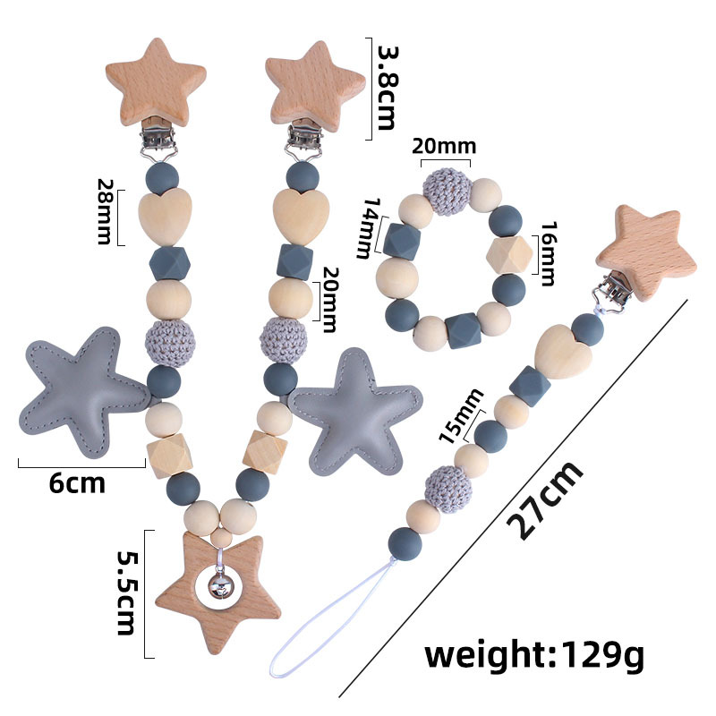 DIY sonajero de cinco puntas estrella juguete cuna cochecito coche colgando accesorios bebé chupete cadena mordedor juego molar