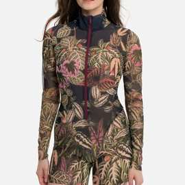 俄罗斯印花性感连体冲浪服亚马逊长袖泳衣跨境Ozon平角裤泳装女