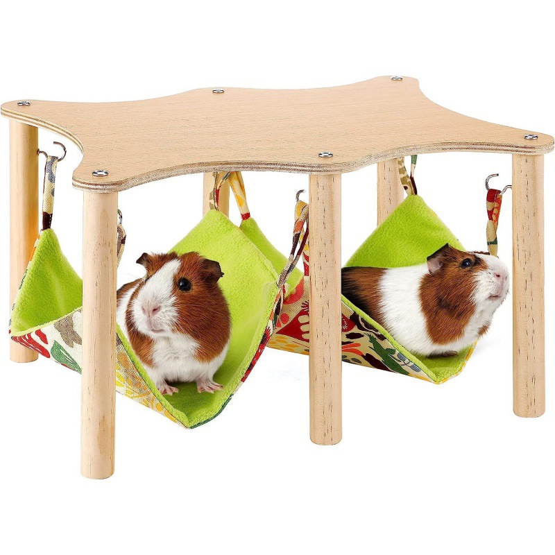 跨境豚鼠吊床木架悬挂宠物仓鼠窝 木质吊篮家用两只仓鼠花栗鼠窝