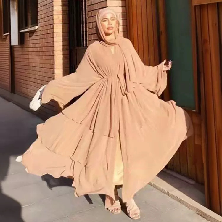 Cross-border Women's Clothing European And American Fashion Middle Eastern Style Spliced Three-layer Chiffon_ecoleips.com