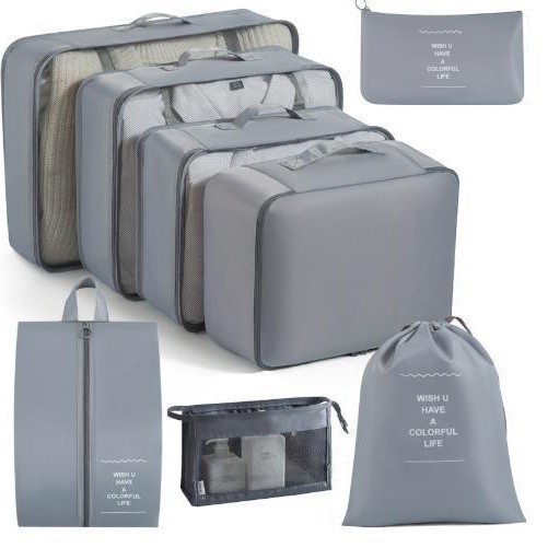 Set de bolsas de viaje de sarga, organizadores de ropa 6–8 piezas para maleta.