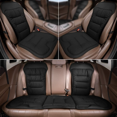 perforated breathable original car seat cushion, Four Seasons Pad - seven-piece-setfront-and-rear-seat-cushions-and-backrests-noble-black-unlabeled-clean-version