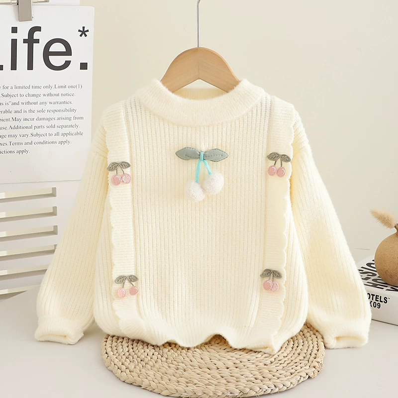 Свитер для девочек в стиле принцессы, популярный стиль 2025, новый осенне-зимний свитер в стиле Little Cherry, повседневная нижняя рубашка в корейском стиле
