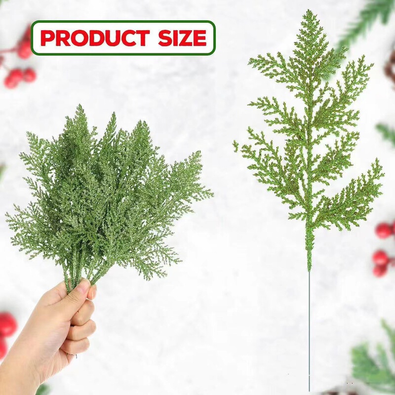 クロスボーダー人工松針枝フラッシュ葉クリスマス花卉DIYホームガーデン装飾花輪配置27CM|undefined