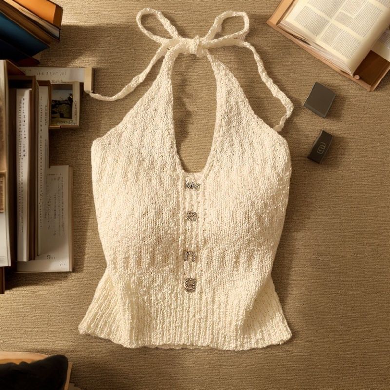 Sexy soft knitted retro vest