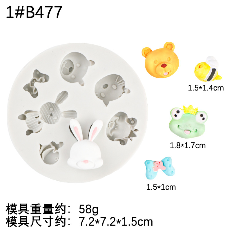 Cute osito forma de rana animal pequeño molde de silicona amor estrella dibujos animados chocolate epoxi yeso decoración