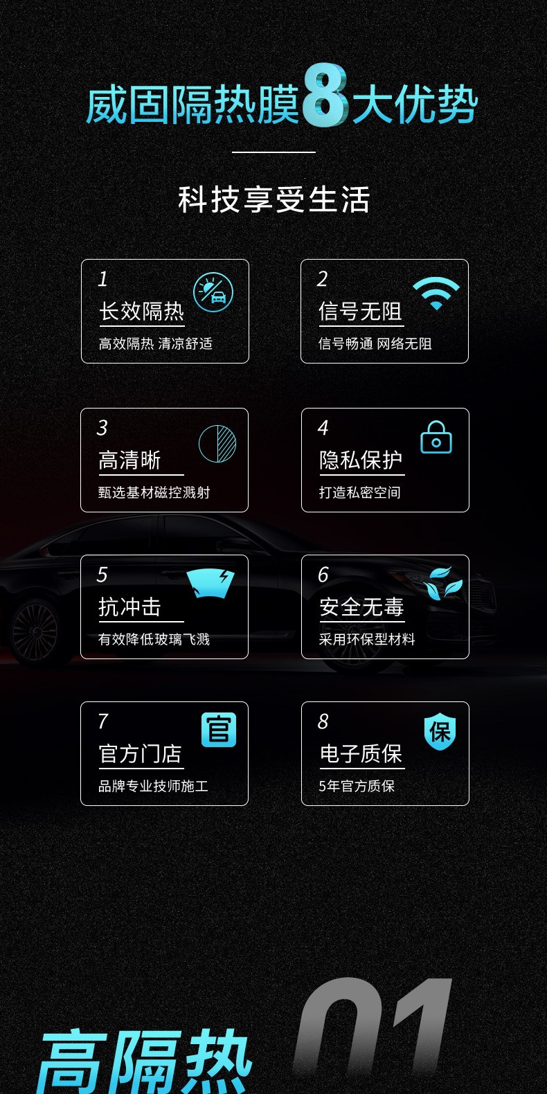 Vkool Weigu Qingyue+Yunchang Car Film Ceramic Film Glass Film Solar Film Car Window Sun Protection and Heat Insulation Film