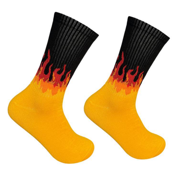 2025d For Men And Women, Ins Style Mid-Calf Socks, Hip-Hop Street Skateboard Flame Sports Versatile Couple High-Top Long Socks_voghion.com