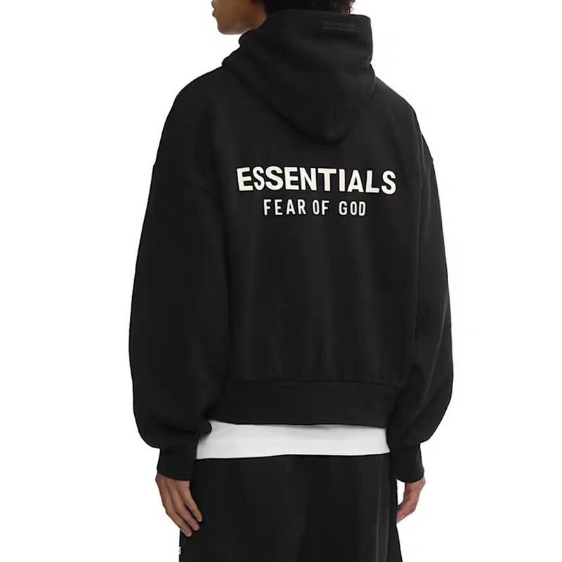 オリジナル品質ESSENTIALS25ASアメリカンスタイルジップアップジャケット、男女兼用フード付き裏起毛プリント入りトレンドアイテム|undefined