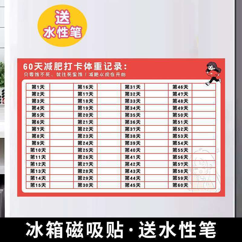 计划表减肥打卡记录表天天天天减肥墙贴磁吸批发|undefined