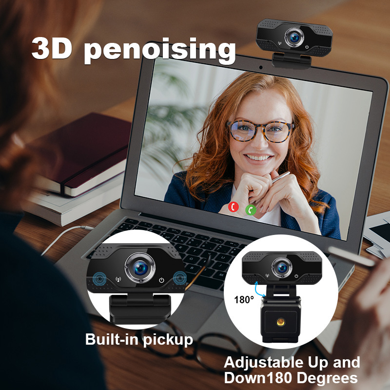 Foreign Trade Desktop and Laptop Dual-Use External Webcam for Online Classes and High-Definition Video Conferencing, USB Driver-Free